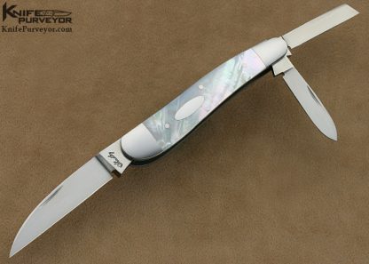 Eugene Shadley Custom Knives 3 Bladed Mother of Pearl Wharncliff Whittler Slipjoint