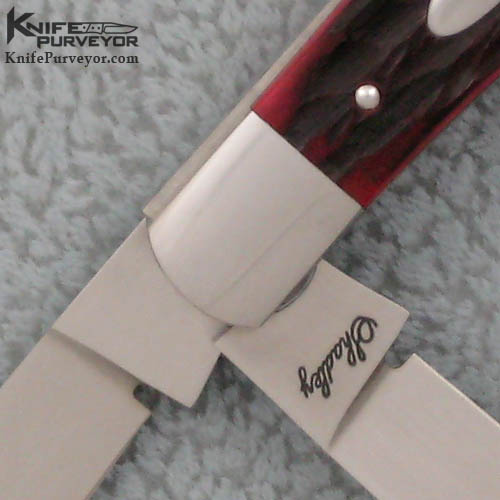 Eugene Shadley Custom Knife Red Jigged Bone 2-Bladed Trapper - Image 2