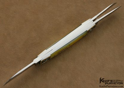 Eugene Shadley Custom Knife Julie Warenski Engraved Gold Lip Pearl 3-Bladed Slipjoint - Image 7