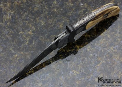 Shane Taylor Custom Knife "Gambling Motif"  & Carved Mammoth Linerlock - Image 5