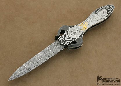 Shaun & Sharla Hansen Custom Knife Sole Authorship Damascus Engraved Automatic Knife