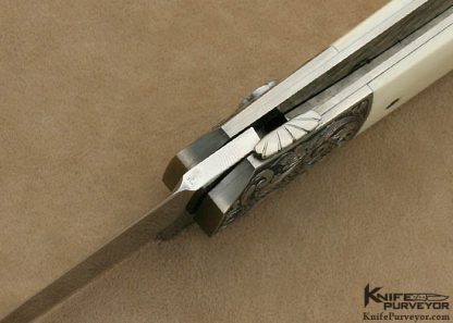 Shawn Vallotton Custom Knife J. Whitmore Engraved  Button Release Dagger LinerLock - Image 7