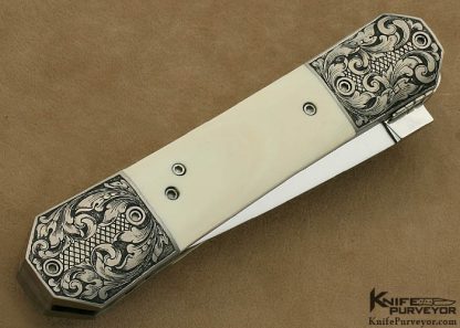 Shawn Vallotton Custom Knife J. Whitmore Engraved  Button Release Dagger LinerLock - Image 3