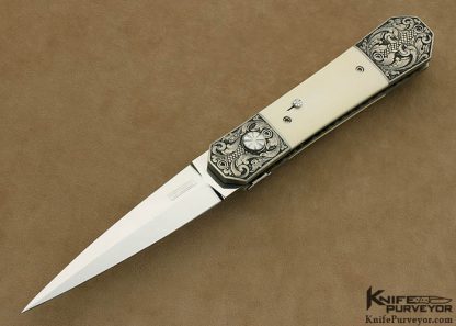 Shawn Vallotton Custom Knife J. Whitmore Engraved  Button Release Dagger LinerLock