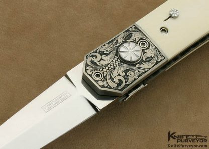 Shawn Vallotton Custom Knife J. Whitmore Engraved  Button Release Dagger LinerLock - Image 2