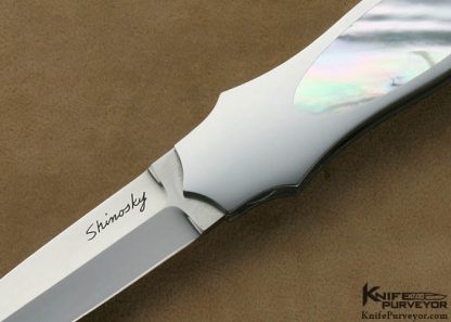 Andy Shinosky Custom Knives Mother of Pearl Interframe Lockback Dagger - Image 2