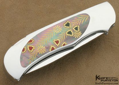 Shun Fujikawa Custom Knives Blacklip Tahitian Pearl Makie Lockback - Image 4