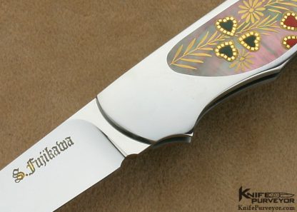 Shun Fujikawa Custom Knives Blacklip Tahitian Pearl Makie Lockback - Image 2