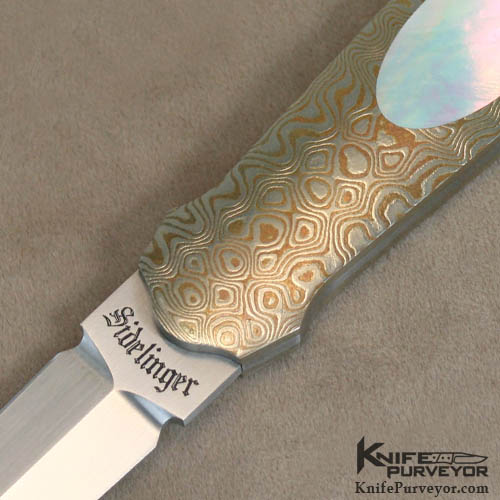 Robert Sidelinger Custom Knife Mokume & Mother of Pearl Automatic Dagger - Image 2