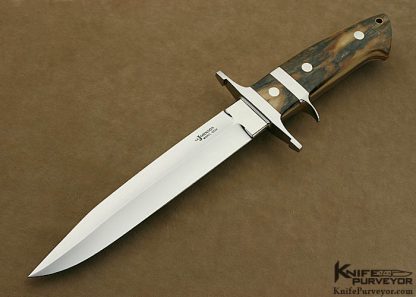 SR Johnson Custom Knife Mammoth Ivory Big Bear with Gold Thong Hole