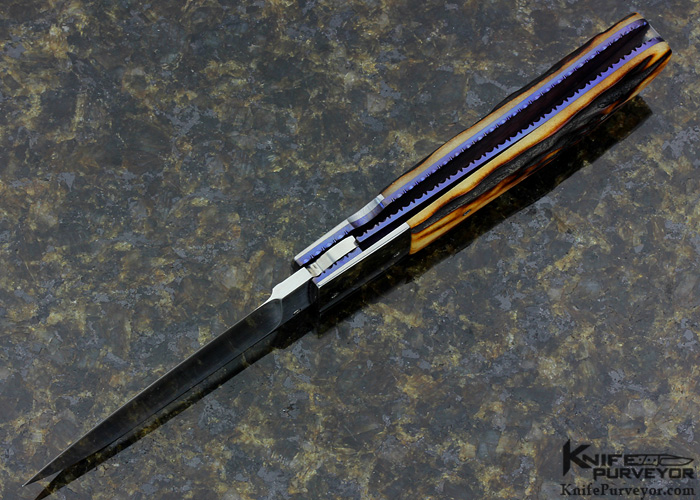 S.R. Johnson & Michael J. Smith Custom Knife Collaboration Amber Stag Linerlock Folder - Image 5