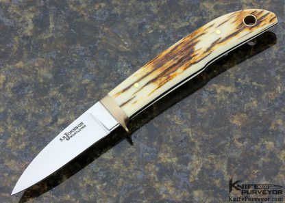 S.R. Johnson Custom Knife Mokume & Mammoth City Knife with 14K Gold Pins and Tube