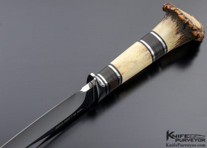 S. R. Johnson Custom Knife 30 Year Anniversary Stag Crown and Stacked Leather "One of a Kind" - Image 6