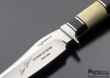S. R. Johnson Custom Knife 30 Year Anniversary Stag Crown and Stacked Leather "One of a Kind" - Image 2