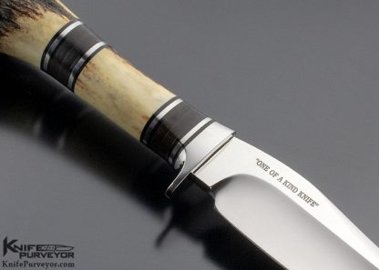 S. R. Johnson Custom Knife 30 Year Anniversary Stag Crown and Stacked Leather "One of a Kind" - Image 4