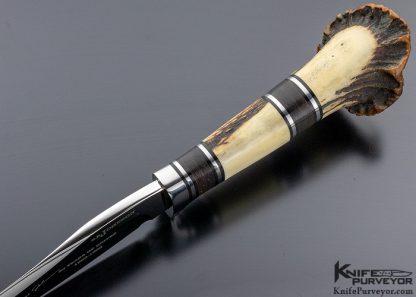 S. R. Johnson Custom Knife 30 Year Anniversary Stag Crown and Stacked Leather "One of a Kind" - Image 5