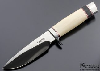 SR Johnson Custom Knife Black Buffalo Horn and Mammoth One of a Kind Knife 18359