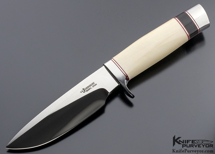 SR Johnson Custom Knife Black Buffalo Horn and Mammoth One of a Kind Knife 18359