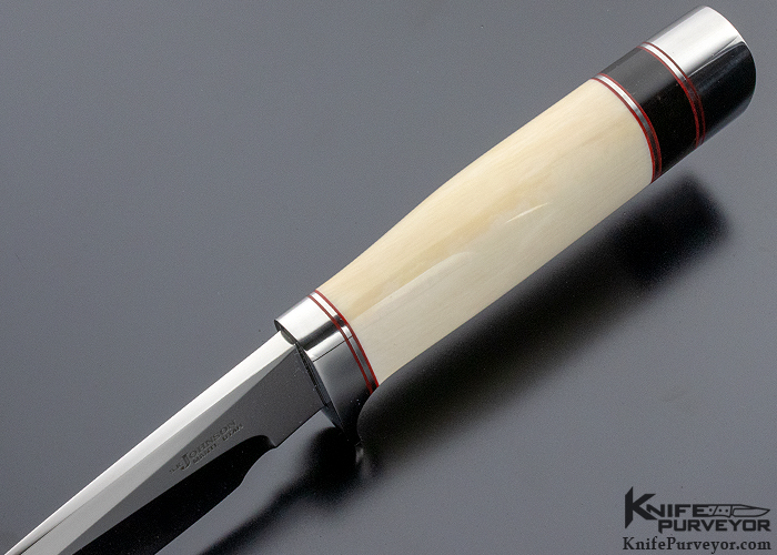 SR Johnson Custom Knife Black Buffalo Horn and Mammoth One of a Kind Knife - Image 5
