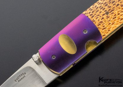 Stan Fujisaka Custom Knife  Lauhala Wood and Titanium - Image 2
