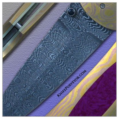 Stan Fujisaka's Custom Knife: Timascus Linerlock Dagger with Charoite Inlays and a Devin Thomas Damascus Blade - Image 2
