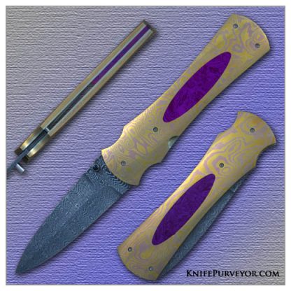 Stan Fujisaka's Custom Knife: Timascus Linerlock Dagger with Charoite Inlays and a Devin Thomas Damascus Blade