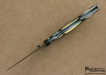 Stan Wilson Custom Knife  Blued Damascus D/A Scale Release "Advisor" Liner Lock - Image 6