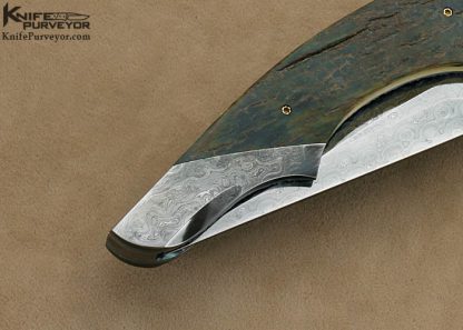 Stan Wilson Custom Knife  Blued Damascus D/A Scale Release "Advisor" Liner Lock - Image 4
