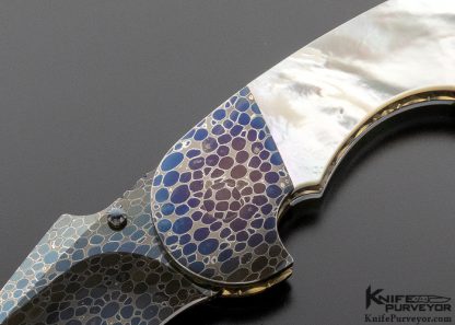Stan Wilson Custom Knife Mother of Pearl & Bertie Rietveld Dragonskin Damascus Advisor 3 Double Action Automatic - Image 2