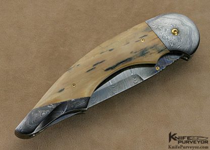 Stan Wilson Custom Knives Blued Damascus Large "Advisor" Linerlock - Image 4
