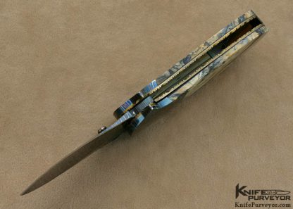Stan Wilson Custom Knife Blued Damascus & Mammoth Tooth Covert D/A Linerlock - Image 6