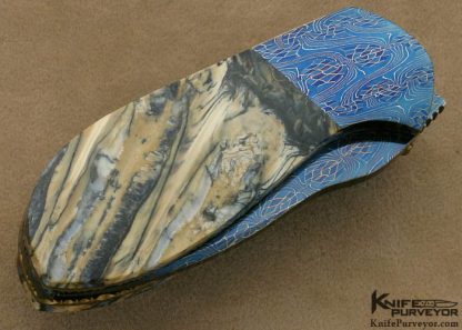 Stan Wilson Custom Knife Blued Damascus & Mammoth Tooth Covert D/A Linerlock - Image 3