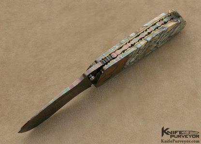 Stan Wilson Custom Knife "Toad" Blued Robert Eggerling Damascus & Mammoth Tooth Covert D/A Linerlock - Image 4