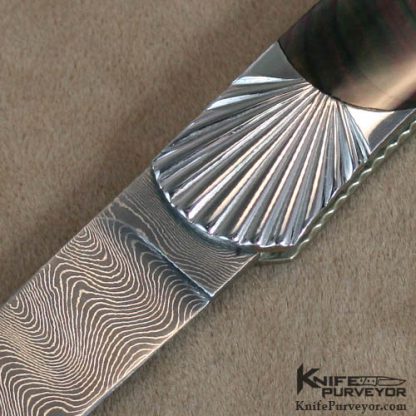 Ken Steigerwalt Custom Knife Blacklip Pearl & Damascus Lockback - Image 2