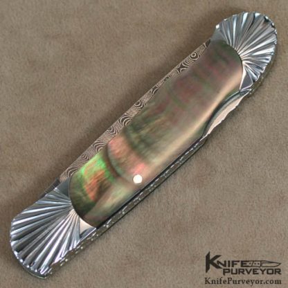 Ken Steigerwalt Custom Knife Blacklip Pearl & Damascus Lockback - Image 3