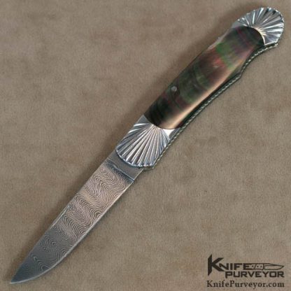 Ken Steigerwalt Custom Knife Blacklip Pearl & Damascus Lockback