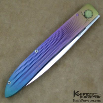 Mark Steinbrecher Custom Knife Fluted Anodized Titanium Linerlock - Image 3