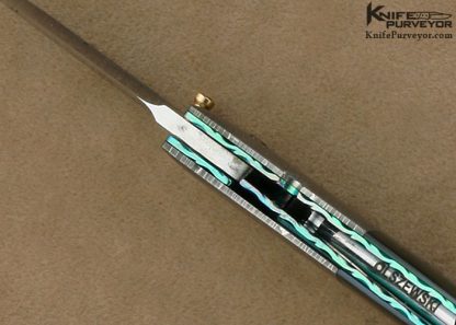 Stephen Olszewski Custom Knife Black Lip Tahitian Pearl Shell & Robert Eggerling Damascus Linerlock - Image 10