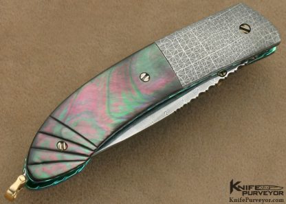 Stephen Olszewski Custom Knife Black Lip Tahitian Pearl Shell & Robert Eggerling Damascus Linerlock - Image 3