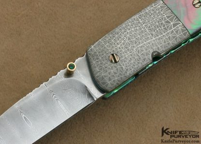 Stephen Olszewski Custom Knife Black Lip Tahitian Pearl Shell & Robert Eggerling Damascus Linerlock - Image 2