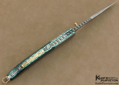 Stephen Olszewski Custom Knife Black Lip Tahitian Pearl Shell & Robert Eggerling Damascus Linerlock - Image 6
