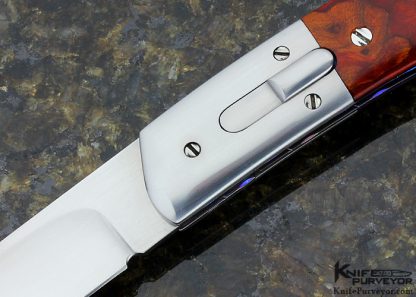 Stephen Olszewski Custom Knife Burlwood & Stainless Steel Automatic Linerlock - Image 2