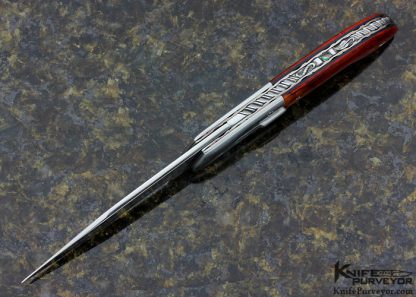 Stephen Olszewski Custom Knife Burlwood & Stainless Steel Automatic Linerlock - Image 4
