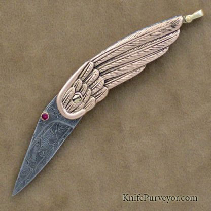 Stephen Olszewski Custom Knife 14Kt Rose Gold Wing Linerlock