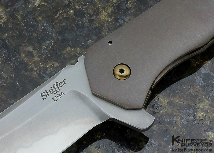 Steve Doc Shiffer Custom Knife Recon w/ Titanium & Brass Frame Lock Flipper - Image 2