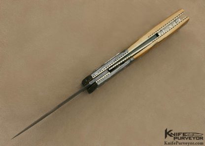 Steve Hill Custom Knife Damascus Trapdoor Release Linerlock Dagger - Image 6