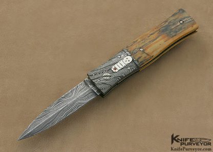 Steve Hill Custom Knife Damascus Trapdoor Release Linerlock Dagger