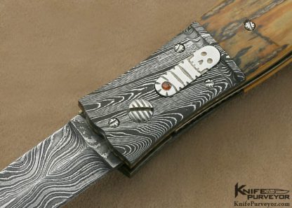 Steve Hill Custom Knife Damascus Trapdoor Release Linerlock Dagger - Image 2