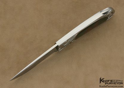 Steve Hoel Custom Knife Black Lip Tahitian Pearl Shell Interframe Lockback Engraved by Amayak Stepanyan - Image 5