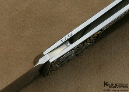 Steve Hoel Custom Knife C.J. Cai Engraved Black Edwards Jade Coke Bottle Lockback - Image 7
